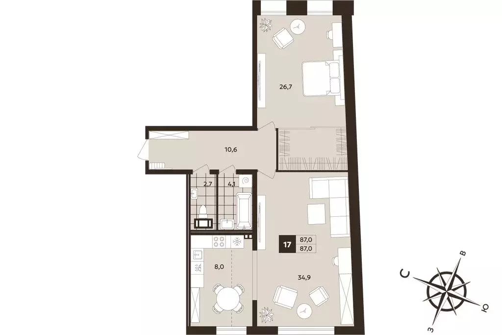 2-комнатная квартира: Санкт-Петербург, Бронницкая улица, 11 (87 м) - Фото 1