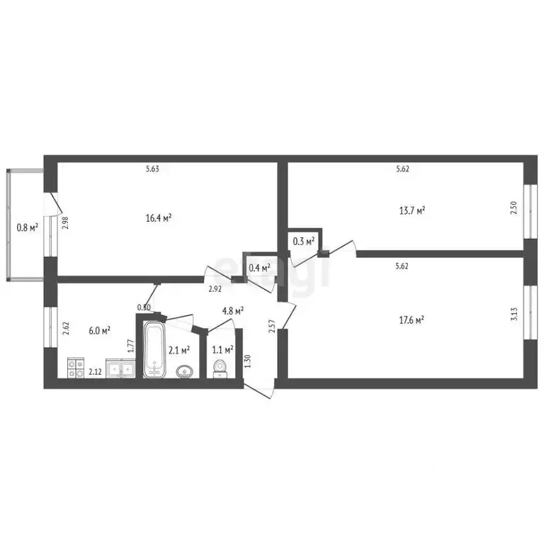 3-к кв. Татарстан, Альметьевск просп. Строителей, 13 (62.4 м) - Фото 2