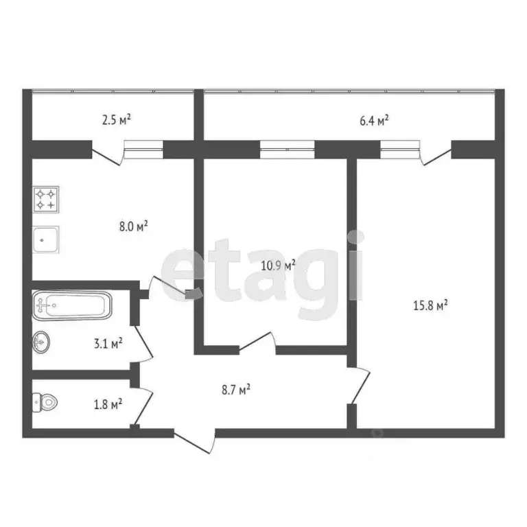 2-к кв. Коми, Сыктывкар Тентюковская ул., 328 (48.3 м) - Фото 2