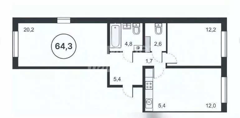 3-к кв. Кировская область, Киров бул. Прибрежный, 4 (64.3 м) - Фото 1