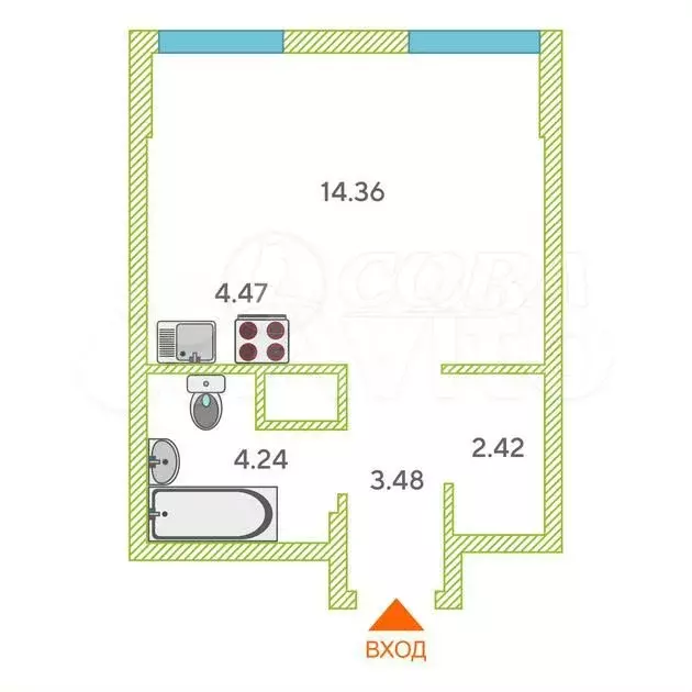 Квартира-студия, 29 м, 15/15 эт. - Фото 0