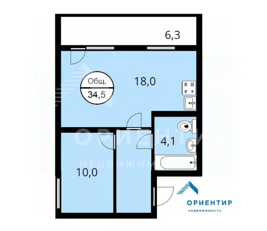 1-к кв. Свердловская область, Екатеринбург ул. Академика Бардина, 25к1 ... - Фото 1