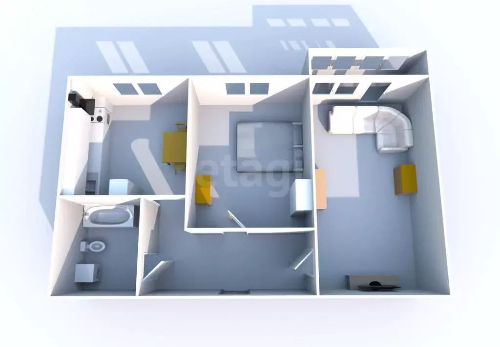 2-комнатная квартира: село Сокол, улица Чкалова, 32 (45 м) - Фото 1