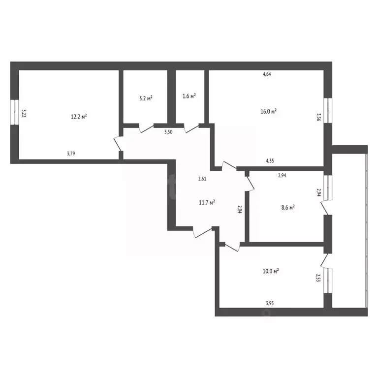 3-к кв. Амурская область, Благовещенск Амурская ул., 55/3 (66.8 м) - Фото 2