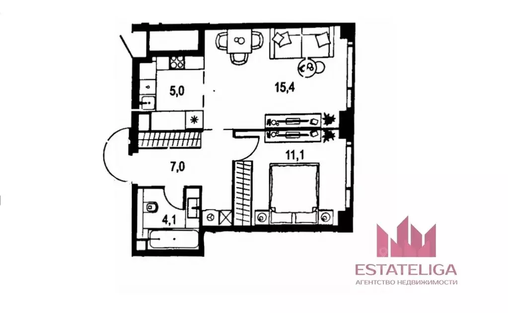 1-к кв. Москва Озерная ул., 1к1/2 (44.5 м) - Фото 2