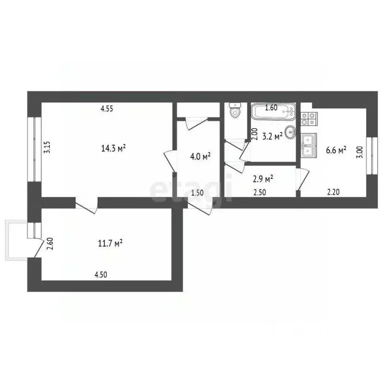 2-к кв. Кемеровская область, Кемерово ш. Промышленновское, 48 (45.0 м) - Фото 2