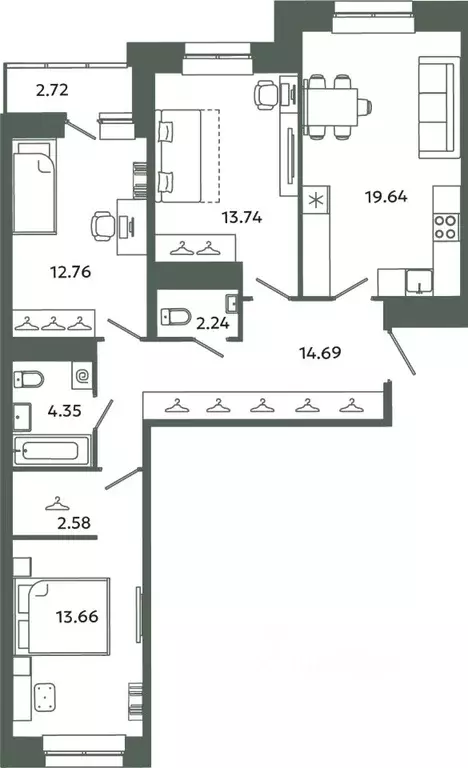 3-к кв. Ленинградская область, Ломоносовский район, Аннинское ... - Фото 1