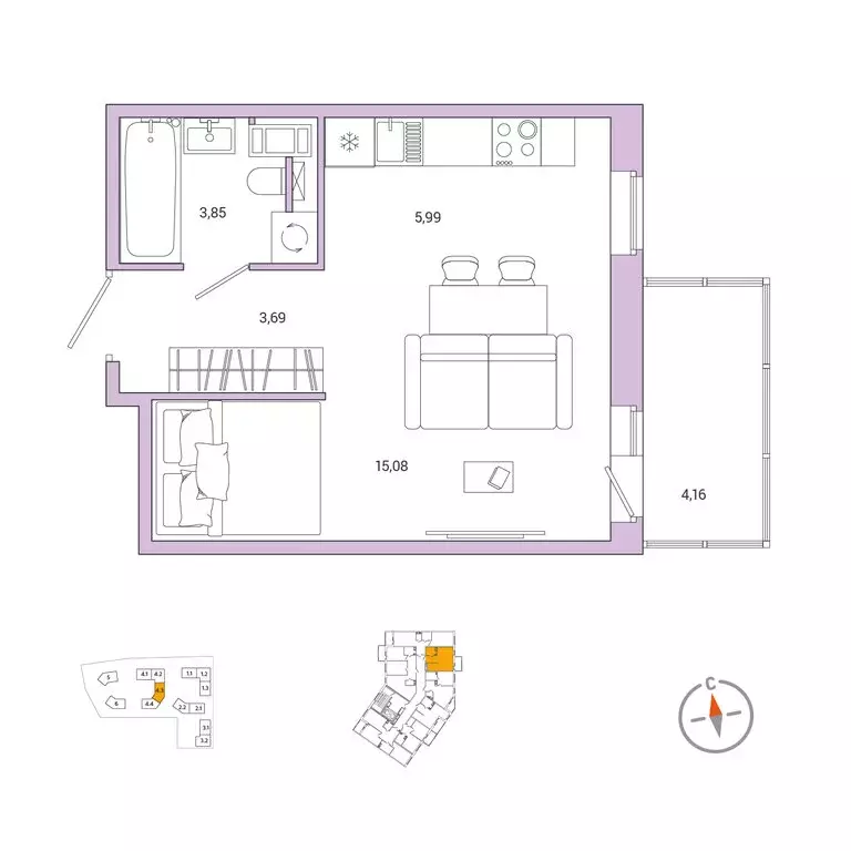 Квартира-студия: городской посёлок Янино-1, ЖК Янила Драйв (29.3 м) - Фото 1