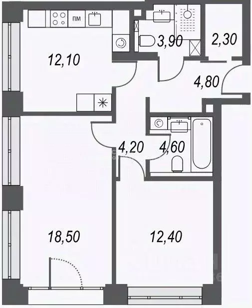 2-к кв. Москва Афи Парк Воронцовский жилой комплекс, 5 (63.0 м) - Фото 1