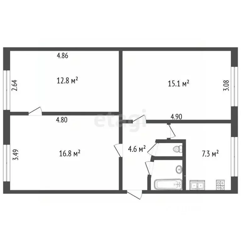 3-к кв. Вологодская область, Вологда 1-й ГПЗ-23 мкр, 23 (59.4 м) - Фото 2