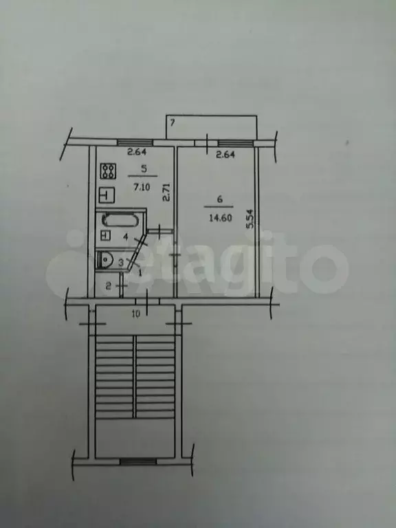 1-к. квартира, 29,3 м, 5/5 эт. - Фото 0