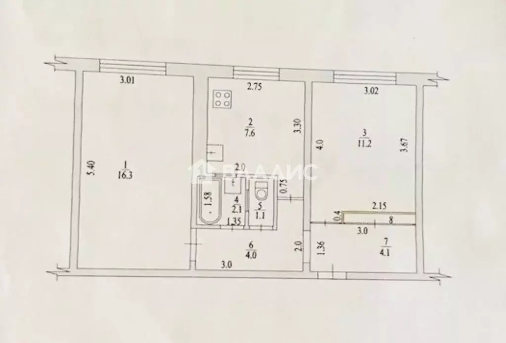 2-к кв. Краснодарский край, Ейск ул. Янышева, 116 (47.3 м) - Фото 2