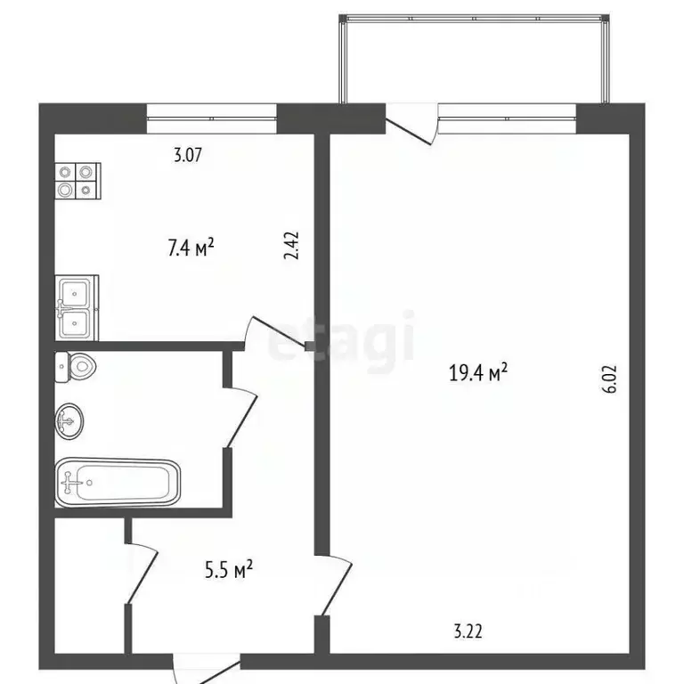 1-к кв. Ямало-Ненецкий АО, Новый Уренгой Восточный мкр, 2/2А (38.9 м) - Фото 2