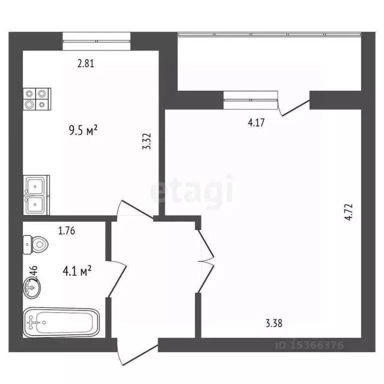 1-к кв. Тюменская область, Тобольск ул. Розы Люксембург, 6/3 (36.0 м) - Фото 0