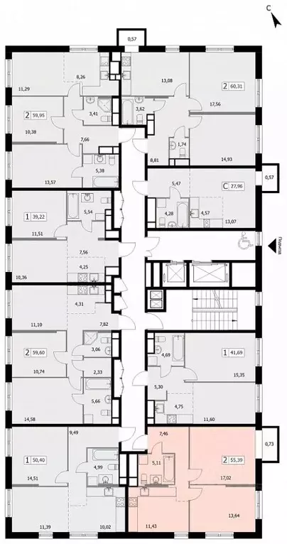 2-к кв. Москва 3-я Гражданская ул., 35к2 (55.39 м) - Фото 0