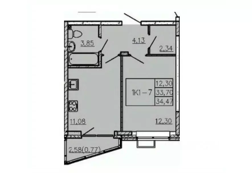 1-к кв. Пермский край, Пермь Рионская ул., 4А (34.47 м) - Фото 2
