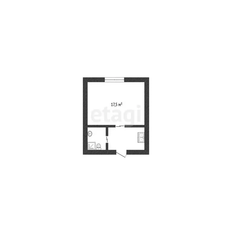 1к в -комнатной квартире (17.5 м) - Фото 1