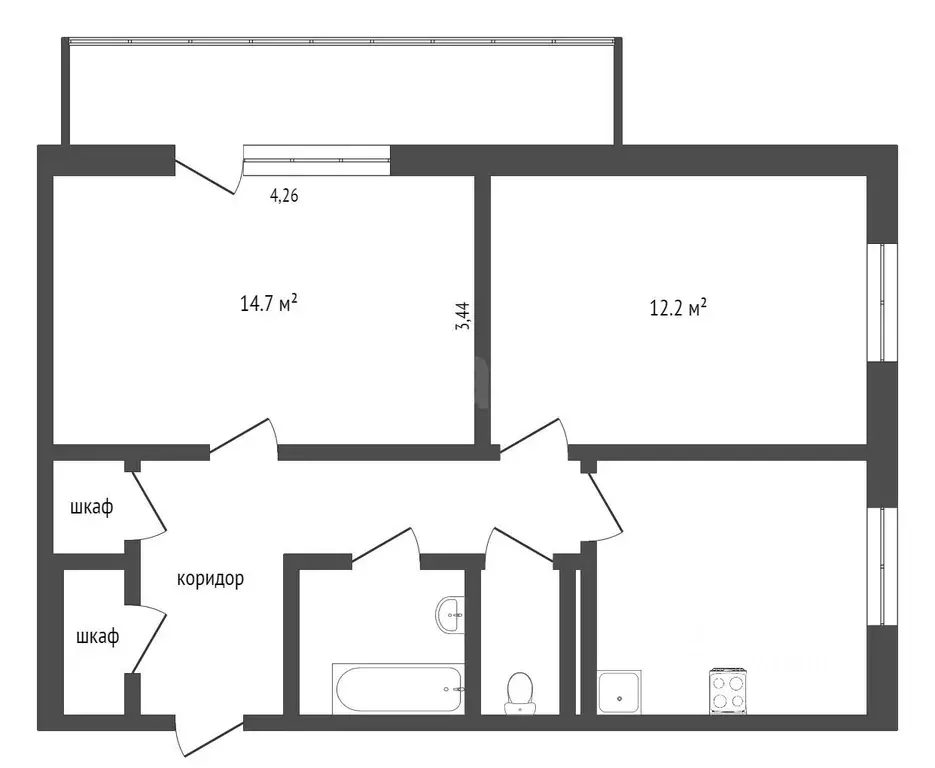 2-к кв. Ханты-Мансийский АО, Сургут просп. Мира, 6 (48.0 м) - Фото 1