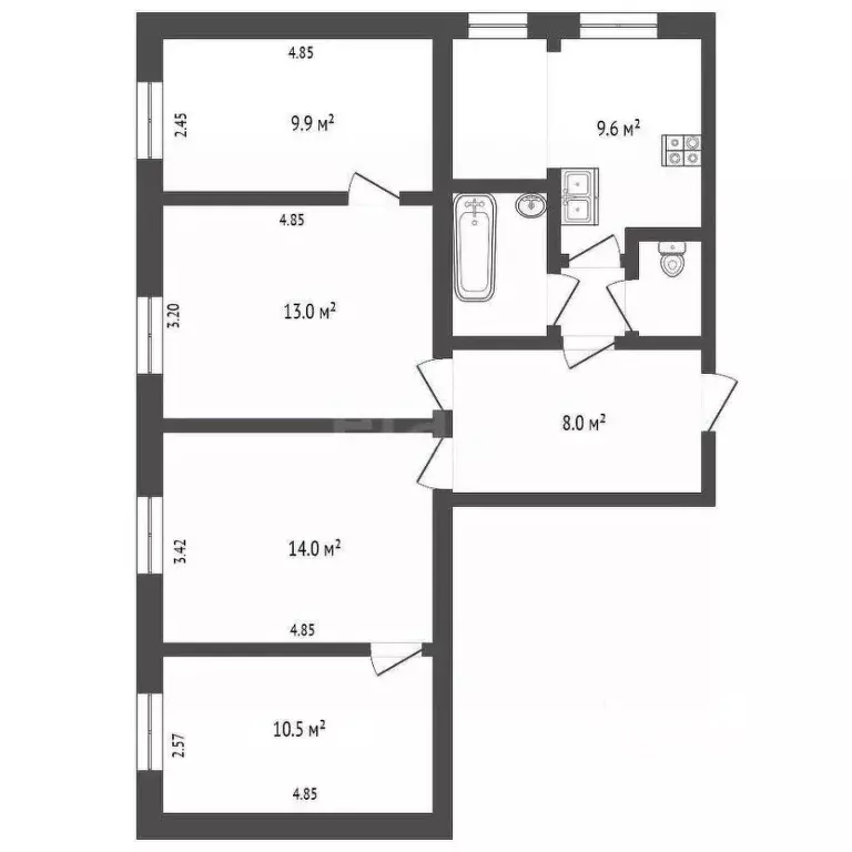 4-к кв. Ярославская область, Ярославль ул. Большая Октябрьская, 69 ... - Фото 1