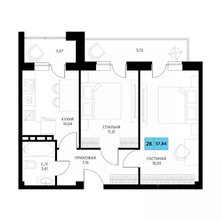 2-к кв. Дагестан, Дербент  (57.84 м) - Фото 1