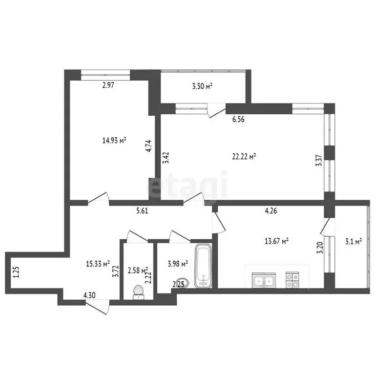 2-комнатная квартира: Самара, пер. Плотничный, 2 (75.4 м) - Фото 1