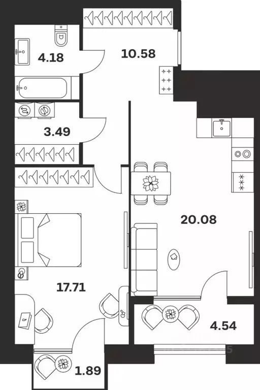 1-к кв. Тульская область, Тула ул. Болотникова, 4 (61.78 м) - Фото 1