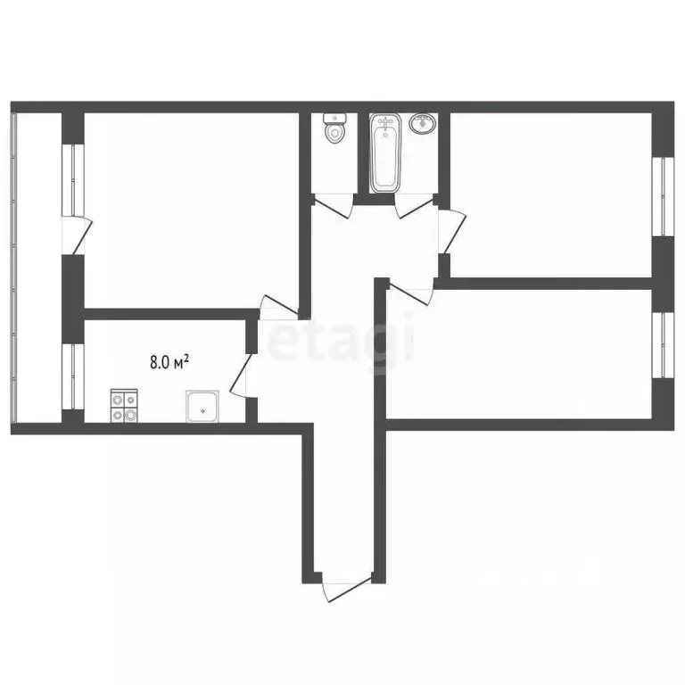 3-к кв. Московская область, Воскресенский район, Белоозерский пгт ул. ... - Фото 2