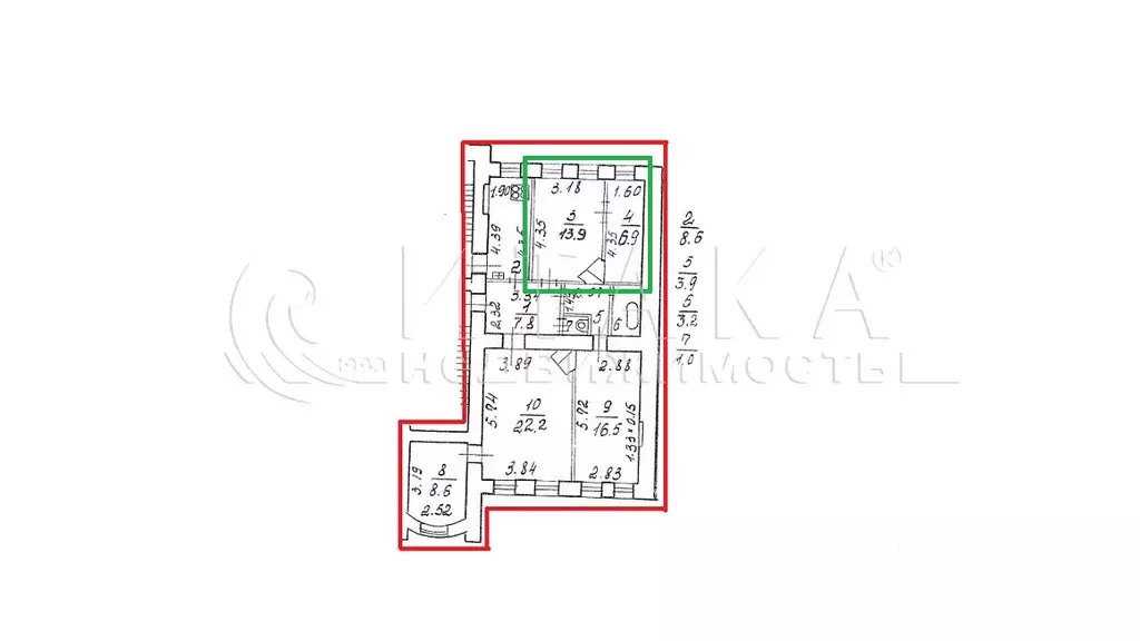 Комната Санкт-Петербург Рузовская ул., 23 (20.8 м) - Фото 2
