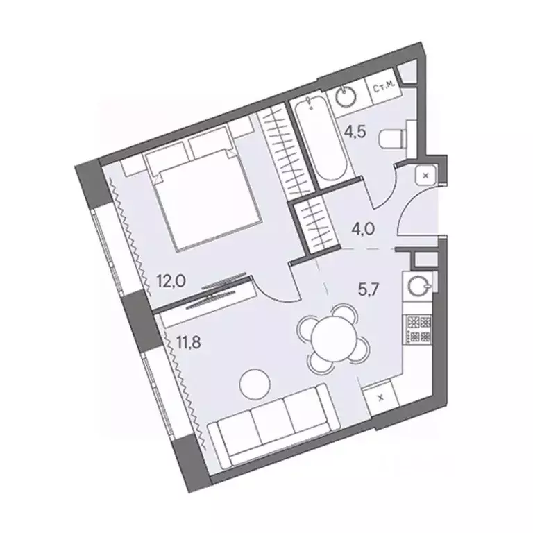 2-к кв. Москва ш. Боровское (дублер) (38.0 м) - Фото 0