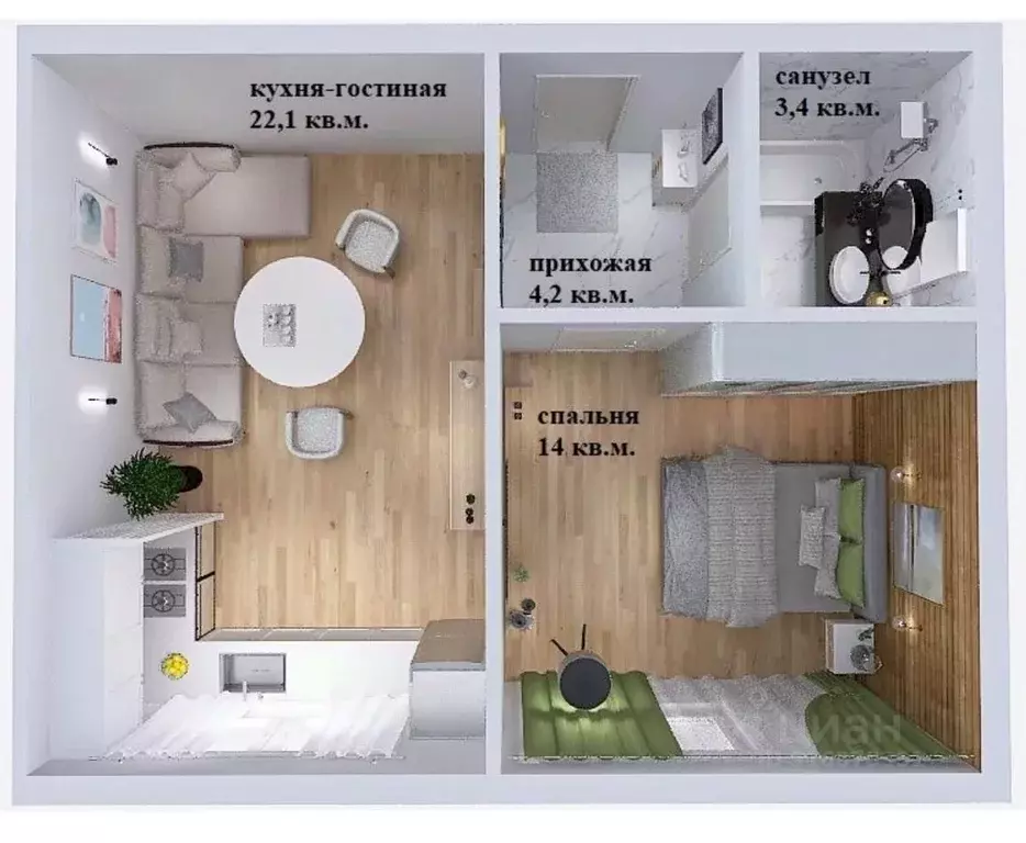 1-к кв. Оренбургская область, Оренбург Ростоши Премьер мкр,  (43.7 м) - Фото 1