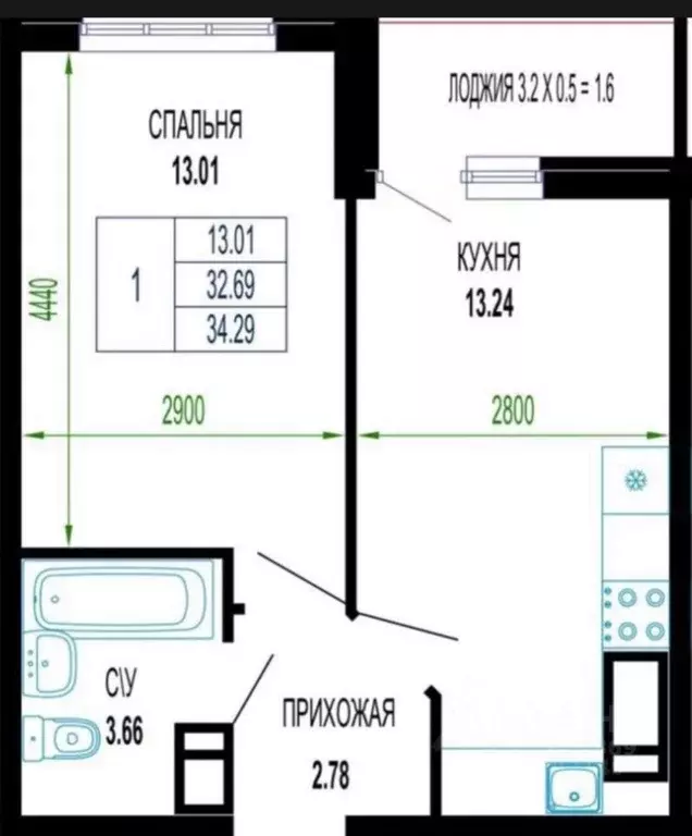 1-к кв. Краснодарский край, Краснодар Имени Петра Метальникова мкр, ... - Фото 0