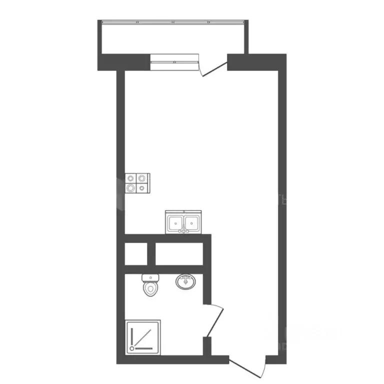 Студия Тюменская область, Тюмень ул. Краснооктябрьская, 16к1 (20.1 м) - Фото 2