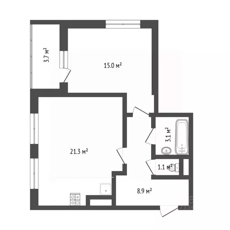 1-к кв. Тюменская область, Тюмень ул. 50 лет Октября, 75к2 (49.1 м) - Фото 2