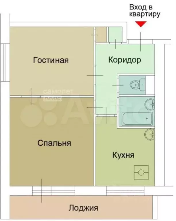 2-к. квартира, 38 м, 2/8 эт. - Фото 0