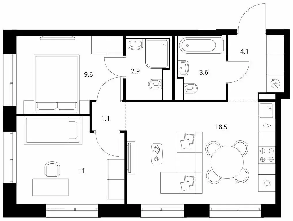 2-комнатная квартира: Владивосток, ЖК Снежный Парк, 4 (50.8 м) - Фото 1