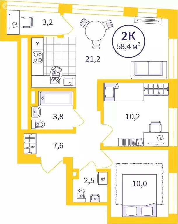 2-комнатная квартира: Екатеринбург, улица Репина, 111 (56.79 м) - Фото 0