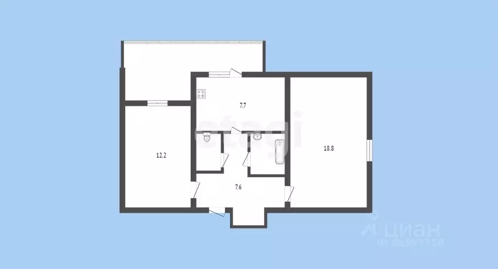 2-к кв. Карачаево-Черкесия, Черкесск ул. Космонавтов, 44А (50.8 м) - Фото 1