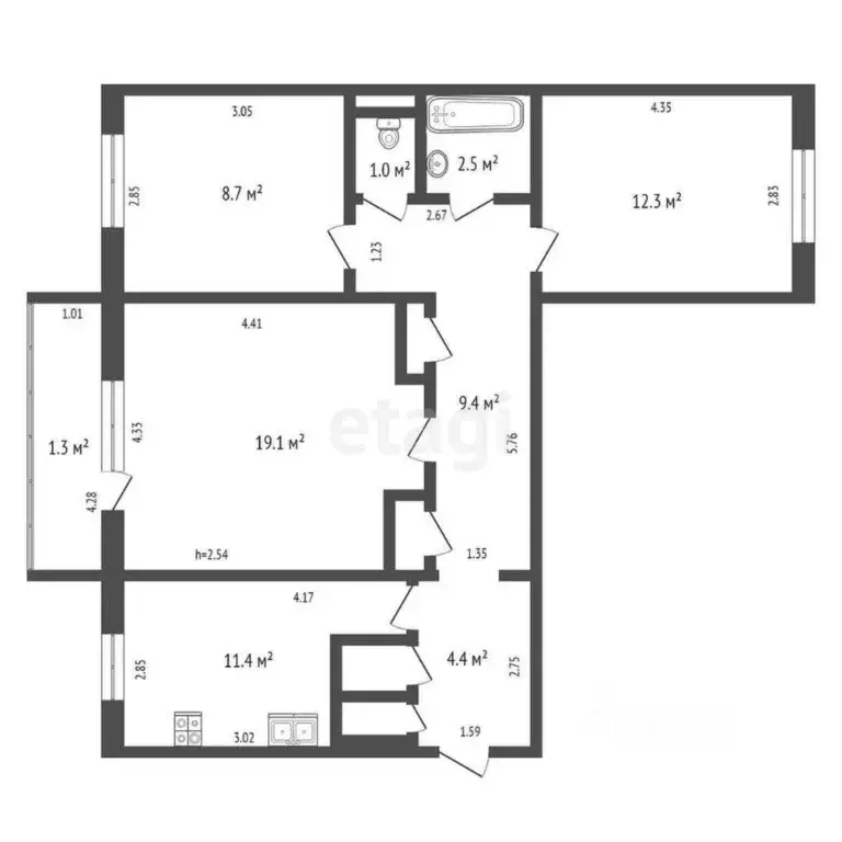 3-к кв. Забайкальский край, Чита ул. Красной Звезды, 30 (68.8 м) - Фото 1