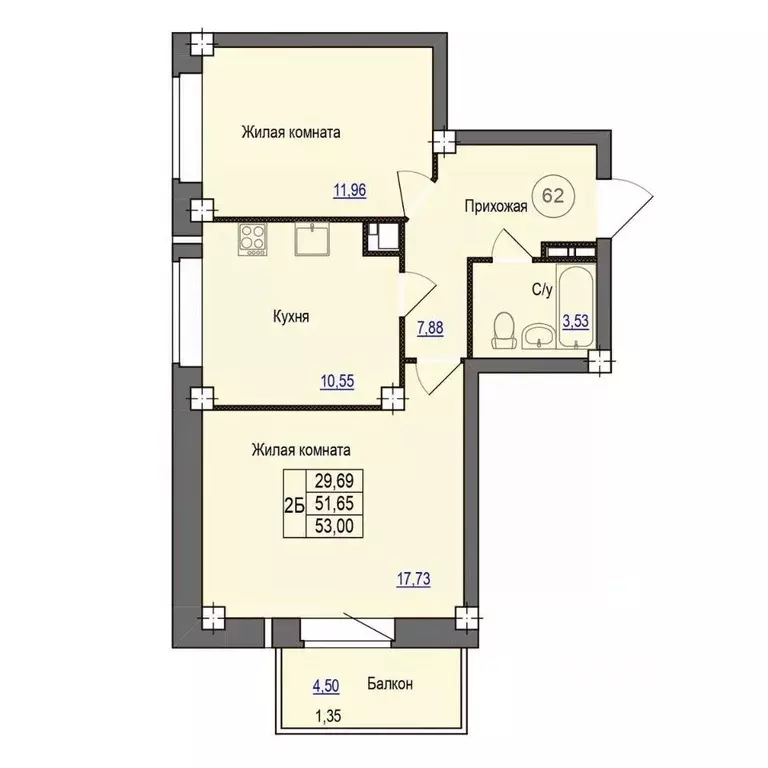 2-к кв. Псковская область, Псковский район, Завеличенская волость, д. ... - Фото 1