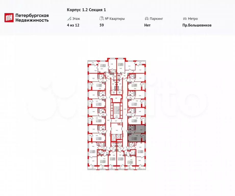 1-к. квартира, 32,9 м, 4/12 эт. - Фото 1