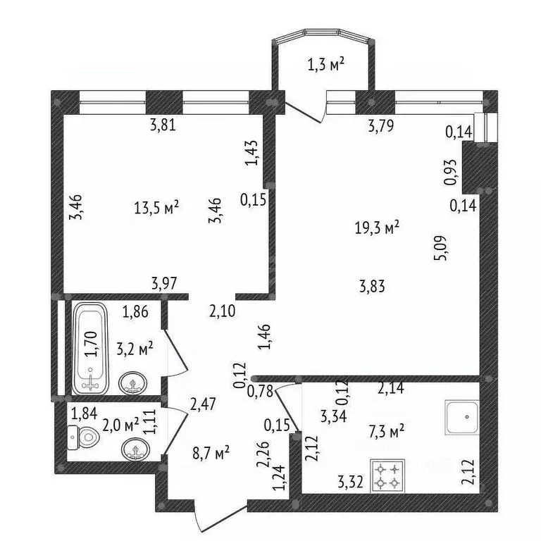 2-к кв. Башкортостан, Уфа Коммунистическая ул., 98/1 (56.0 м) - Фото 1