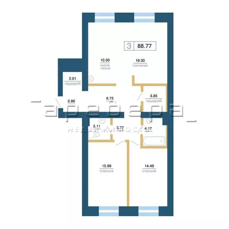 3-комнатная квартира: Красноярск, улица Бограда, 103 (89 м) - Фото 1