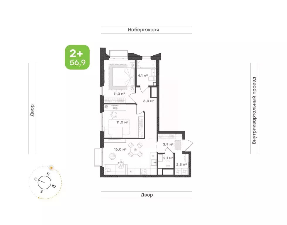 2-к кв. Свердловская область, Екатеринбург Уктус жилрайон, Cемейный ... - Фото 0
