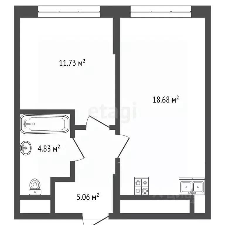 1-к кв. Тюменская область, Тюмень ул. Разведчика Кузнецова, 7 (40.3 м) - Фото 1