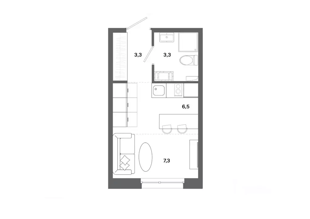 Студия Ханты-Мансийский АО, Сургут ул. Ивана Захарова, 16 (20.4 м) - Фото 1