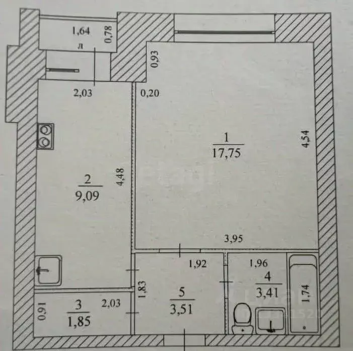 1-к кв. Ульяновская область, Ульяновск Оренбургская ул., 58 (35.6 м) - Фото 2