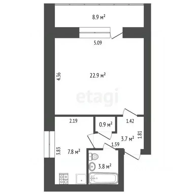 1-к кв. Крым, Сакский район, с. Фрунзе ул. Черниговская (39.1 м) - Фото 2