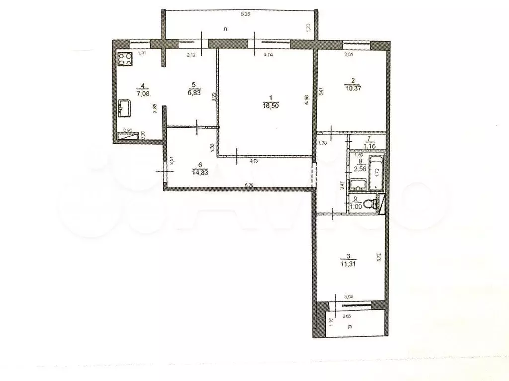 3-к. квартира, 73,7 м, 7/9 эт. - Фото 0