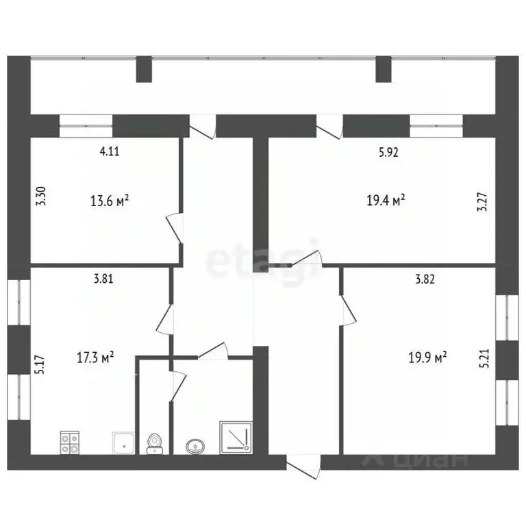 3-к кв. Калужская область, Калуга пер. Труда, 4 (99.3 м) - Фото 2