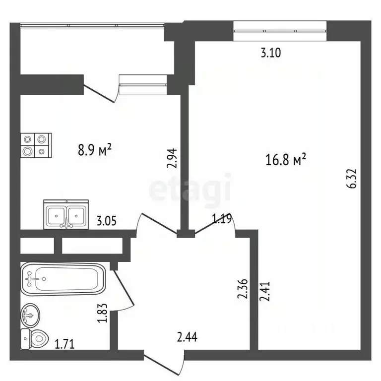 1-к кв. Московская область, Раменский муниципальный округ, Быково пгт ... - Фото 1